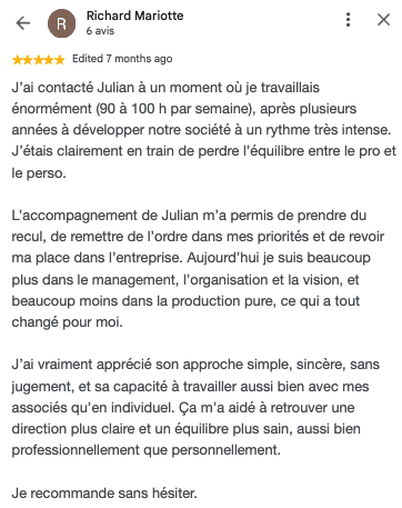 avis positif coach dirigeant